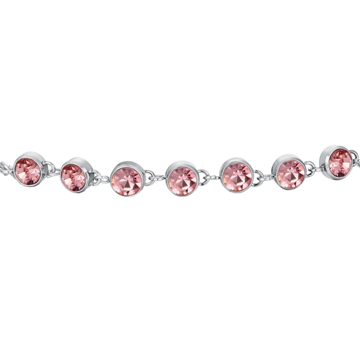 BRACCIALE DONNA IN ACCIAIO CRISTALLI ROSA