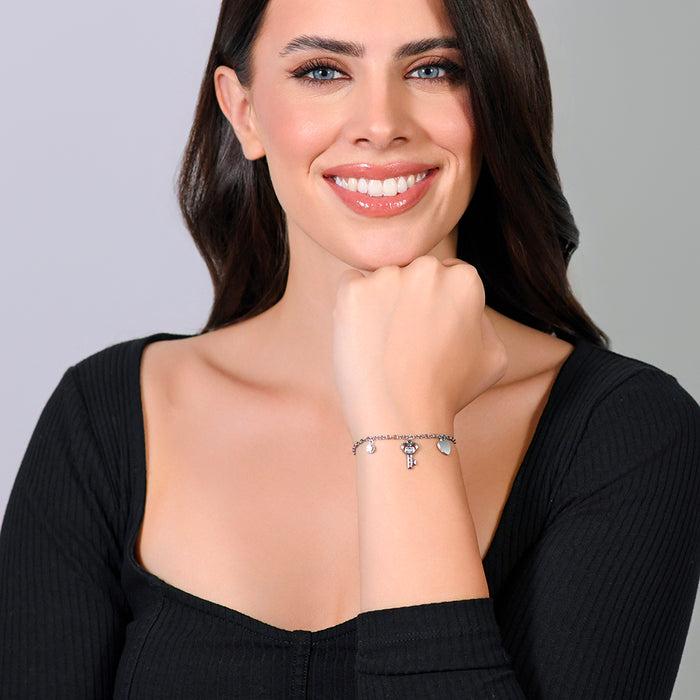 BRACCIALE DONNA IN ACCIAIO CHIAVE E CUORE