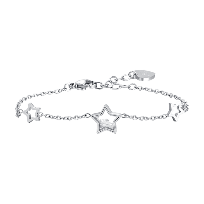 BRACELET FEMME EN ACIER ÉTOILES ET ZIRCONE