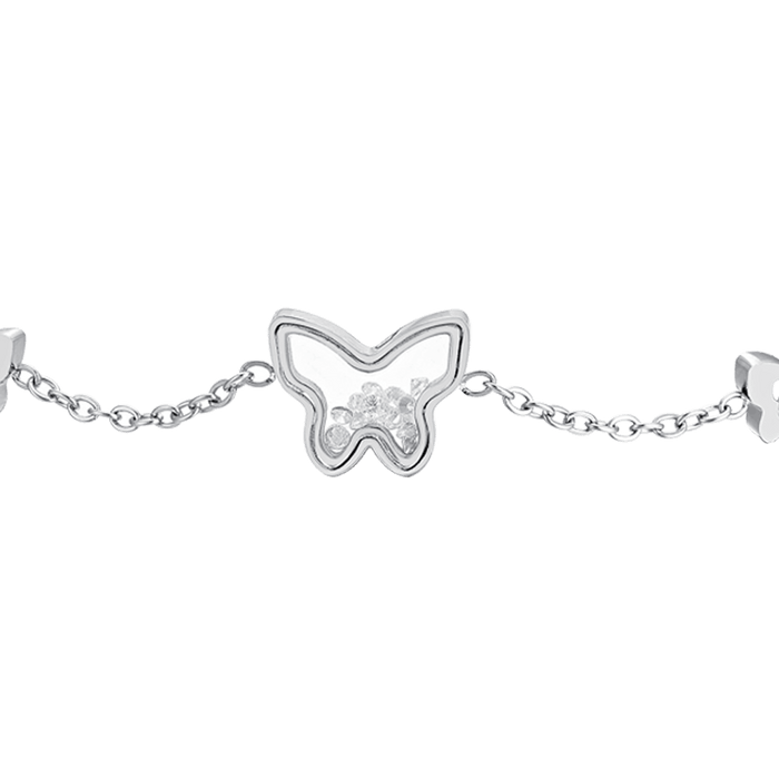 BRACELET FEMME EN ACIER AVEC PAPILLONS ET ZIRCONE