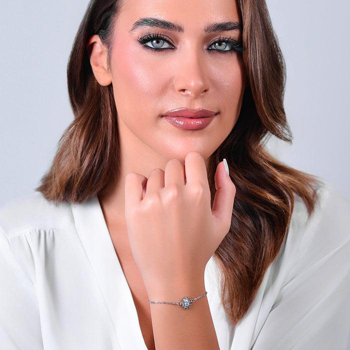 BRACELET FEMME EN ACIER AVEC CRISTAUX ET ZIRCON BLANC