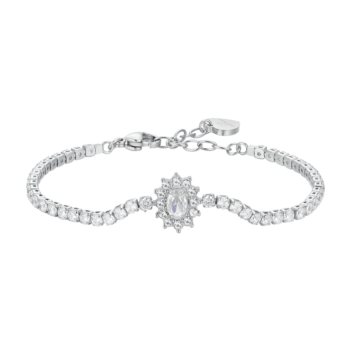 BRACELET DE TENNIS FEMME EN ACIER AVEC CRISTAUX ET ZIRCON BLANC