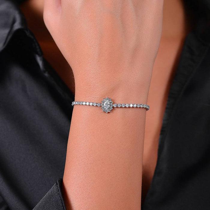 BRACELET DE TENNIS FEMME EN ACIER AVEC CRISTAUX ET ZIRCON BLANC