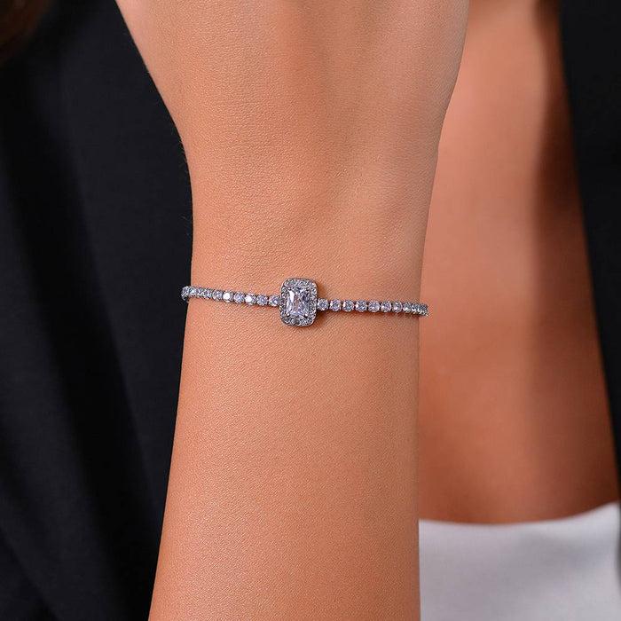 BRACELET DE TENNIS FEMME EN ACIER, CRISTAUX ET ZIRCON
