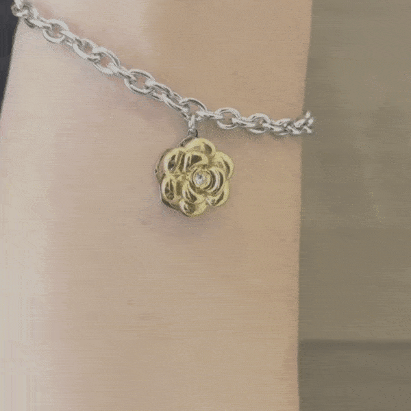 BRACELET FEMME EN ACIER IP OR ROTATIF ROTATIF ROSE