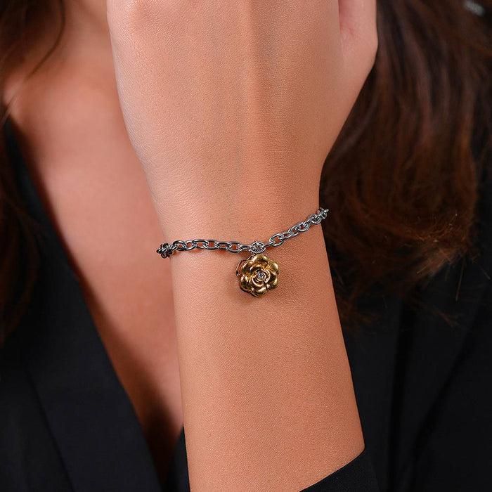 BRACELET FEMME EN ACIER IP OR ROTATIF ROTATIF ROSE
