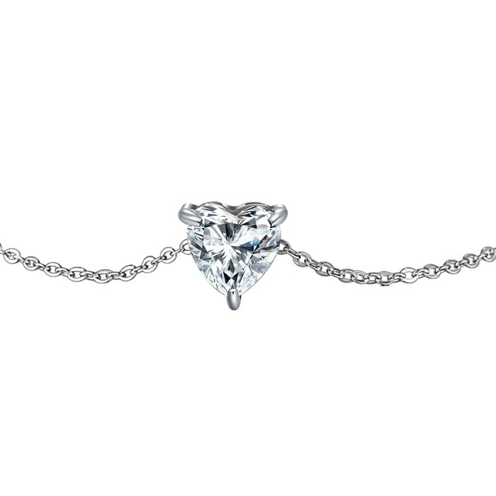 BRACCIALE DONNA IN ACCIAIO CON CUORE CRISTALLO BIANCO