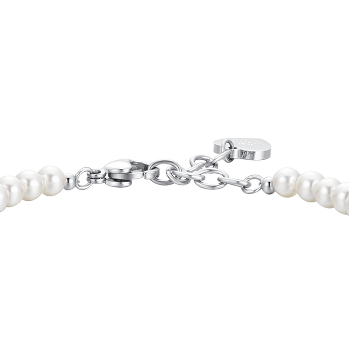 BRACCIALE DONNA IN ACCIAIO CON PERLE BIANCHE