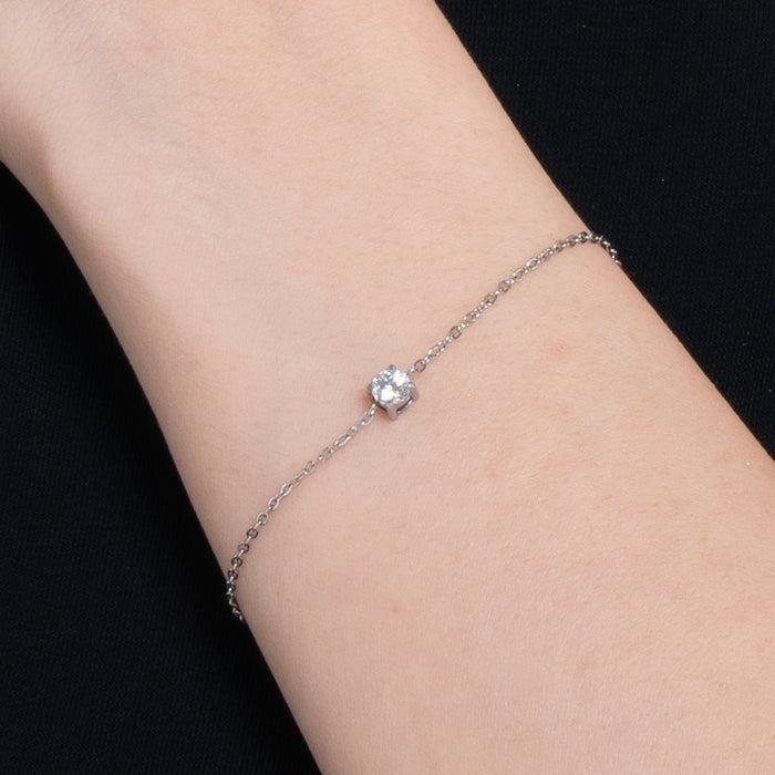 BRACCIALE DONNA IN ACCIAIO CON CRISTALLO BIANCO