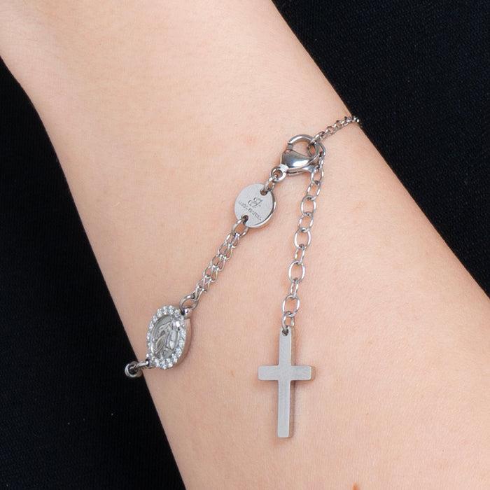 BRACCIALE DONNA ROSARIO IN ACCIAIO