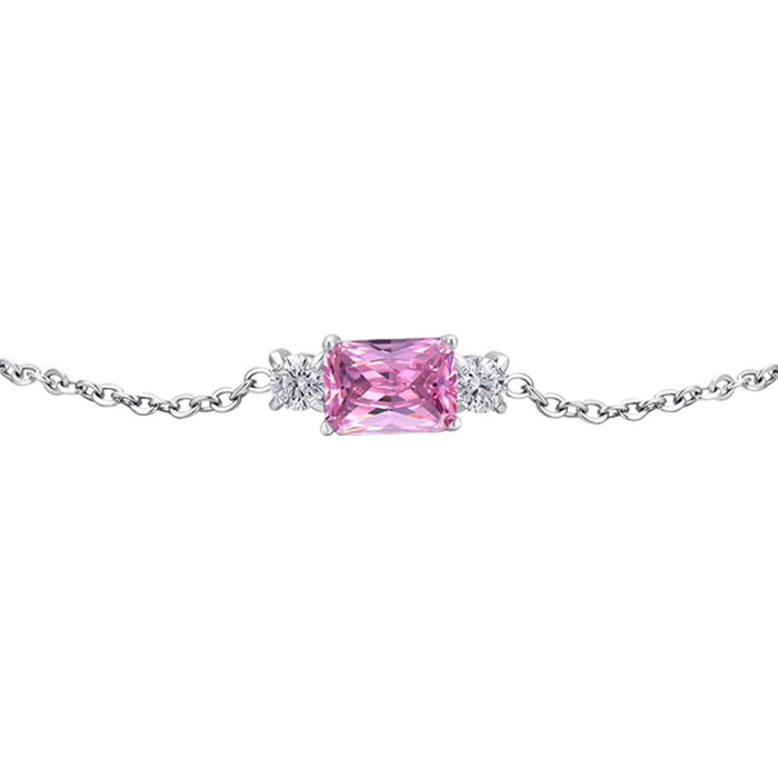 BRACCIALE DONNA IN ACCIAIO CON ZIRCONI ROSA E BIANCHI