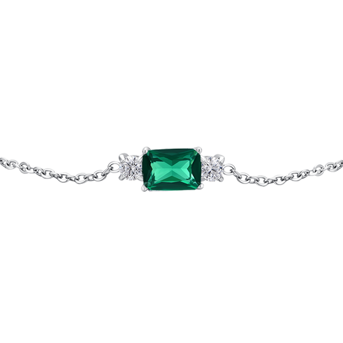 BRACCIALE DONNA IN ACCIAIO CON ZIRCONI VERDE E BIANCHI