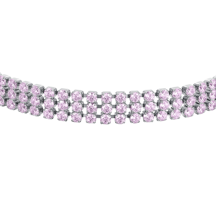 BRACCIALE TENNIS DONNA IN ACCIAIO CON ZIRCONI ROSA