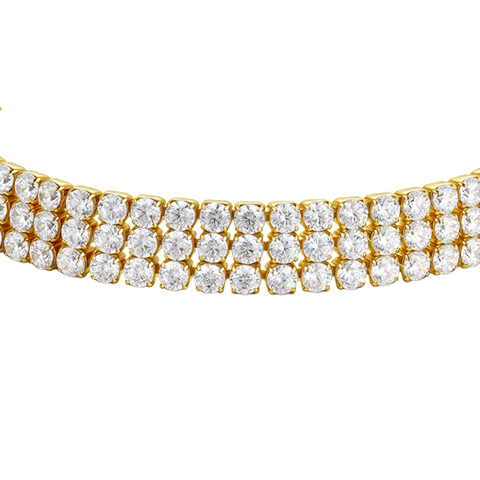 BRACCIALE TENNIS DONNA IN ACCIAIO IP GOLD CON ZIRCONI BIANCHI