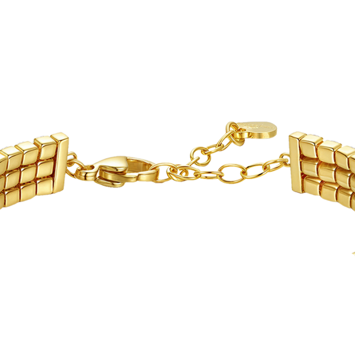 BRACCIALE TENNIS DONNA IN ACCIAIO IP GOLD CON ZIRCONI BIANCHI