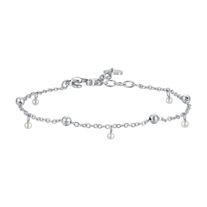 BRACCIALE DONNA IN ACCIAIO CON PERLE BIANCHE