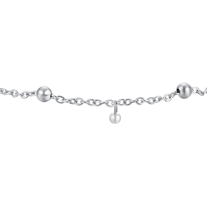 BRACCIALE DONNA IN ACCIAIO CON PERLE BIANCHE
