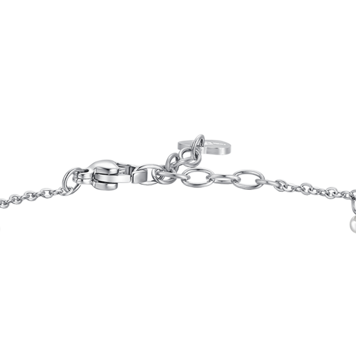 BRACCIALE DONNA IN ACCIAIO CON PERLE BIANCHE