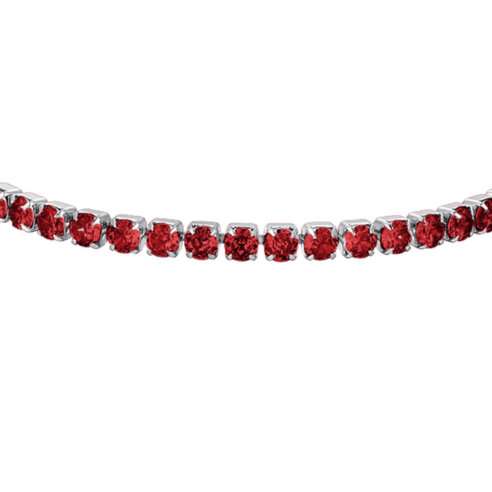 BRACCIALE DONNA TENNIS IN ACCIAIO CON CRISTALLI ROSSI