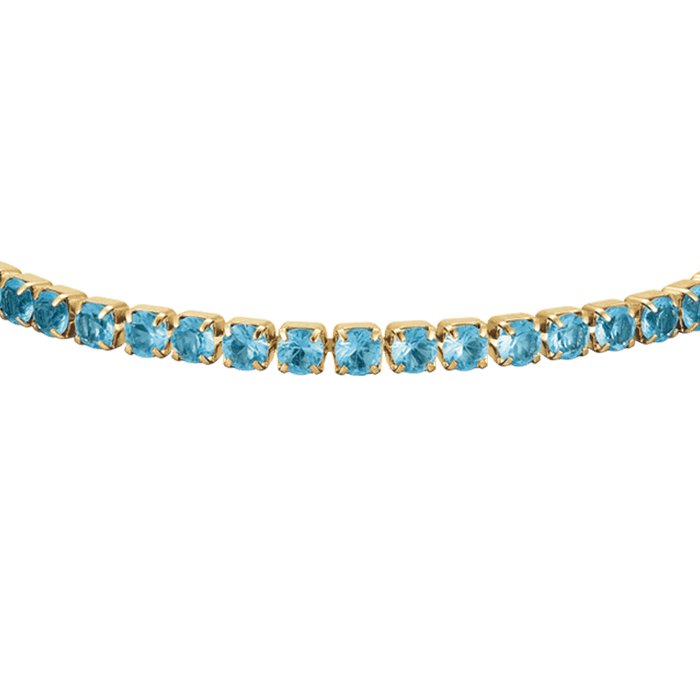 BRACCIALE DONNA TENNIS IN ACCIAIO IP GOLD CON CRISTALLI AZZURRI