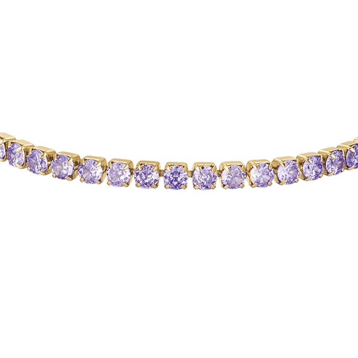 BRACCIALE DONNA TENNIS IN ACCIAIO IP GOLD CON CRISTALLI VIOLA