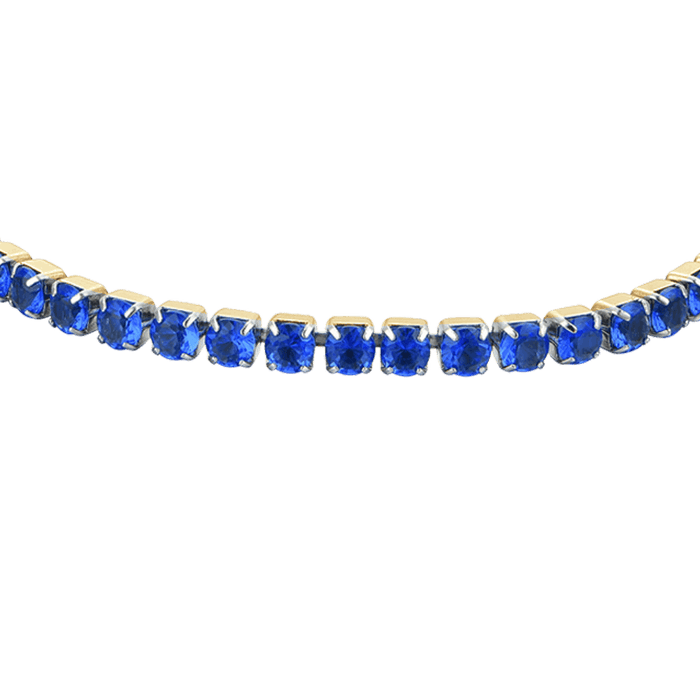 BRACCIALE DONNA TENNIS IN ACCIAIO IP GOLD CON CRISTALLI BLU