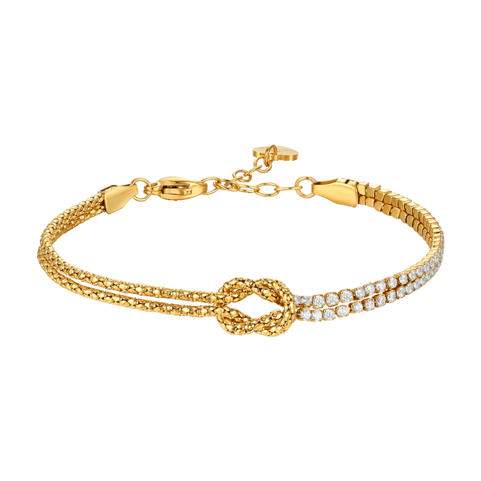 BRACCIALE DONNA IN ACCIAIO IP GOLD CON NODO E ZIRCONI BIANCHI