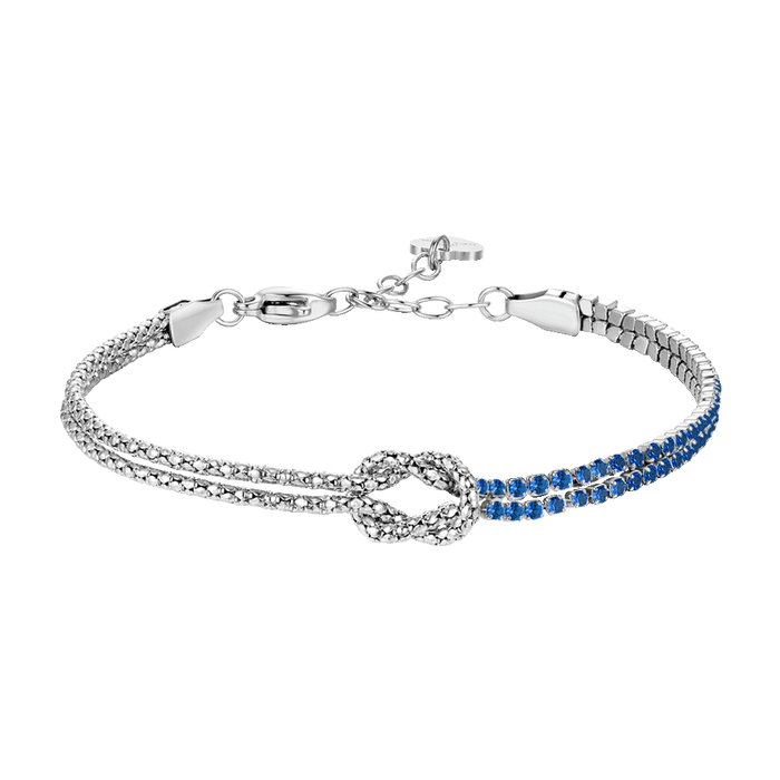 BRACCIALE DONNA IN ACCIAIO CON NODO E ZIRCONI BLU