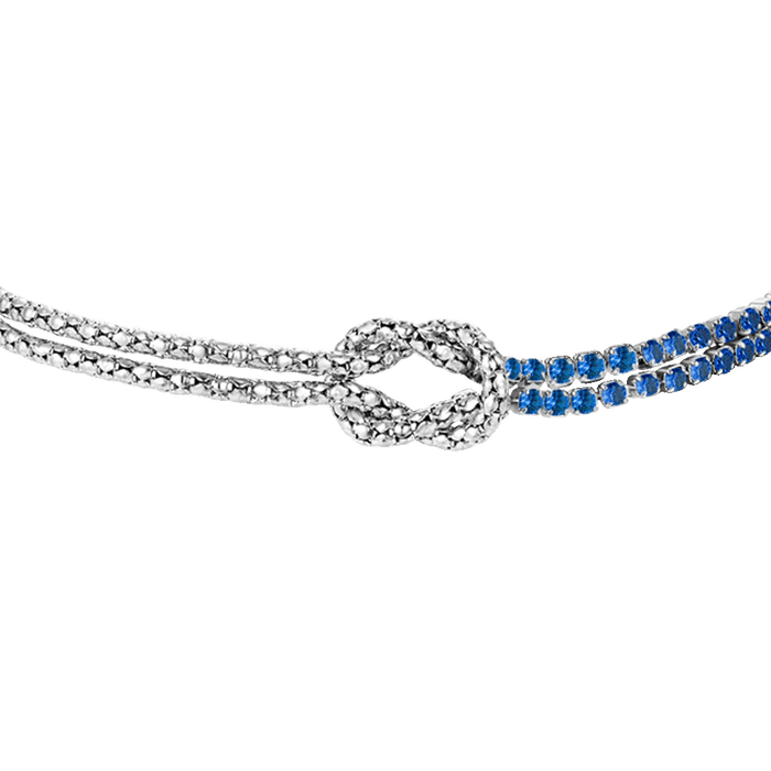 BRACCIALE DONNA IN ACCIAIO CON NODO E ZIRCONI BLU