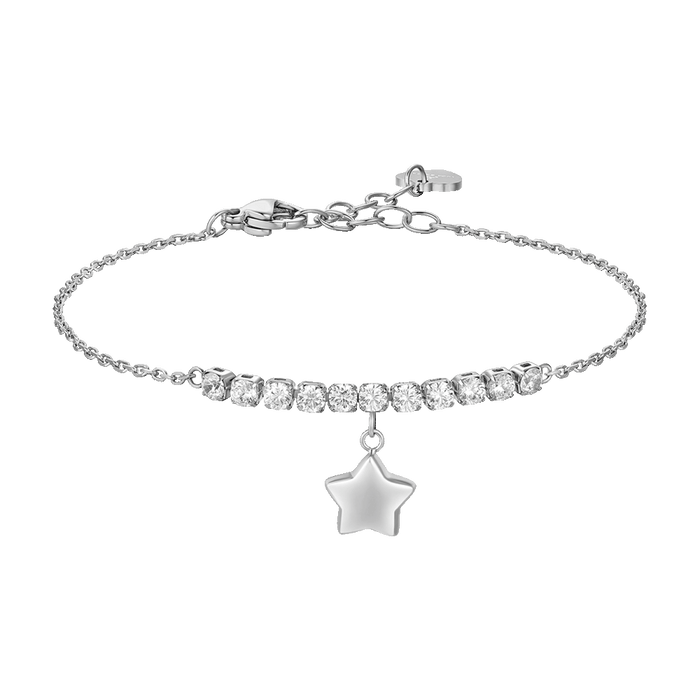 BRACCIALE DONNA IN ACCIAIO CON STELLA E ZIRCONI BIANCHI