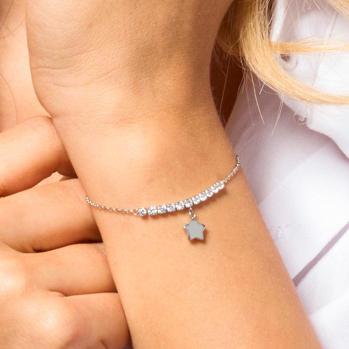 BRACCIALE DONNA IN ACCIAIO CON STELLA E ZIRCONI BIANCHI
