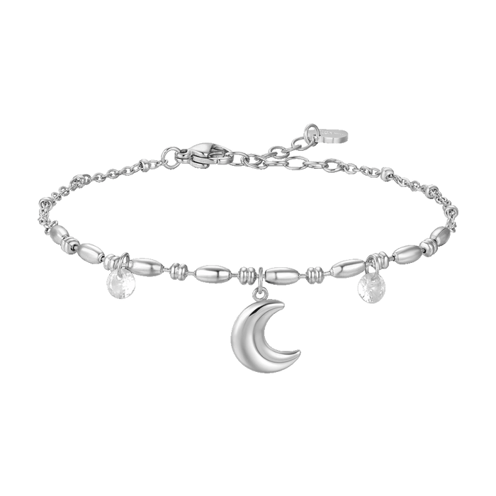 BRACCIALE DONNA IN ACCIAIO CON LUNA E ZIRCONI BIANCHI