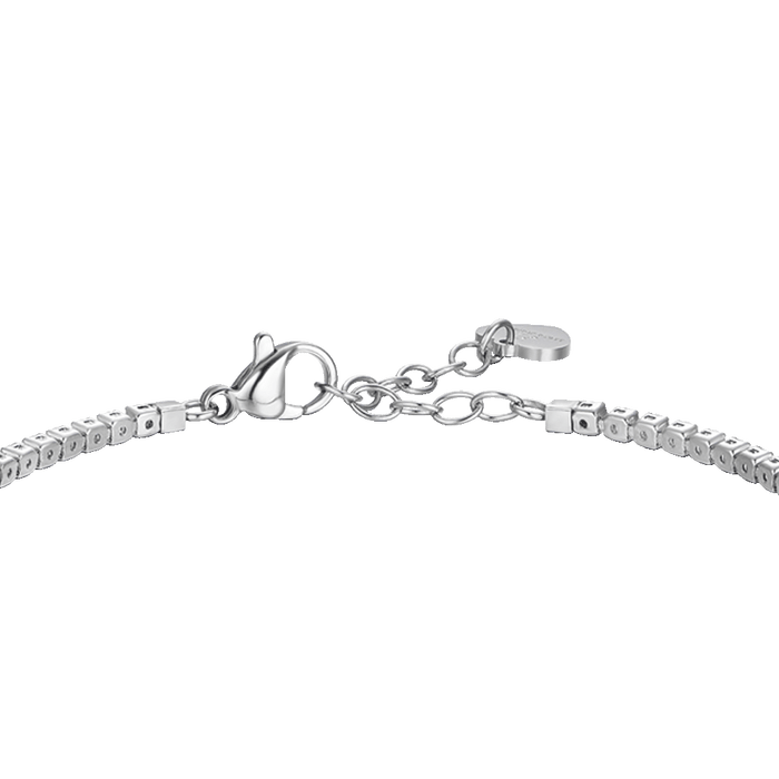 BRACCIALE TENNIS DONNA IN ACCIAIO CON CUORE CON ZIRCONI BIANCHI