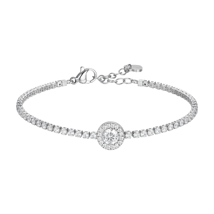 BRACCIALE TENNIS DONNA IN ACCIAIO CON ELEMENTO CON ZIRCONI BIANCHI
