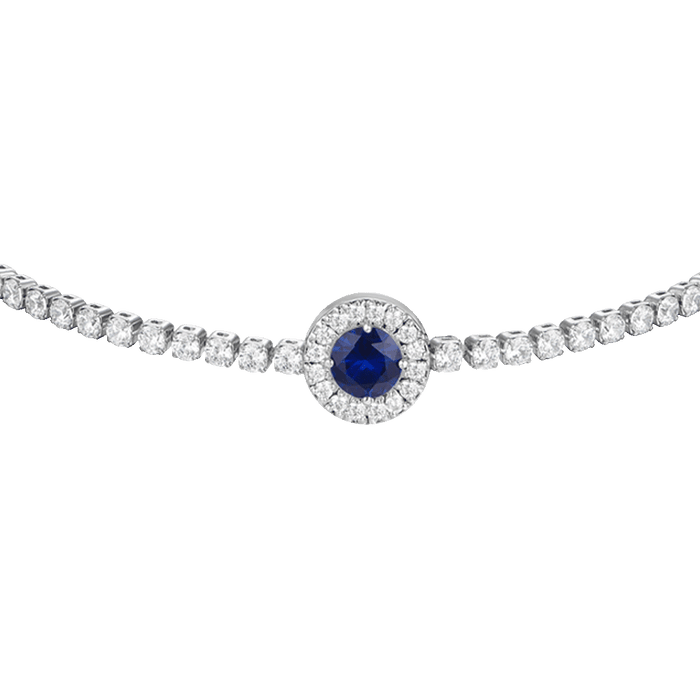 BRACCIALE TENNIS DONNA IN ACCIAIO CON ELEMENTO CON ZIRCONI BLU E BIANCHI