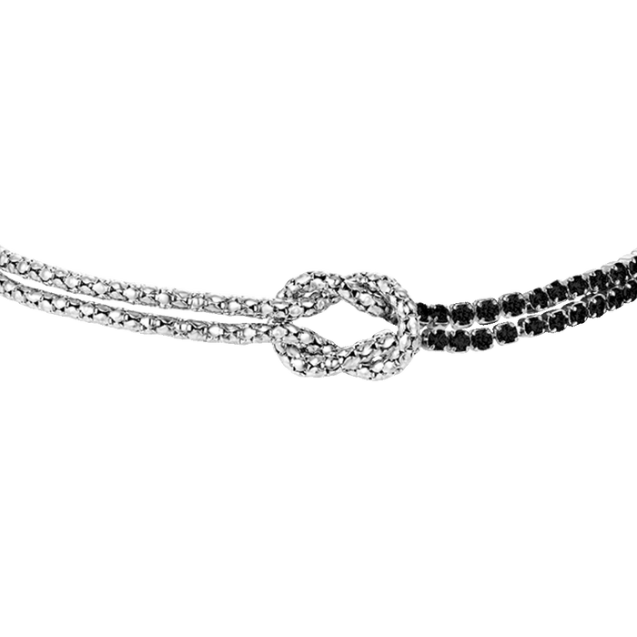 BRACCIALE DONNA IN ACCIAIO CON NODO E ZIRCONI NERI