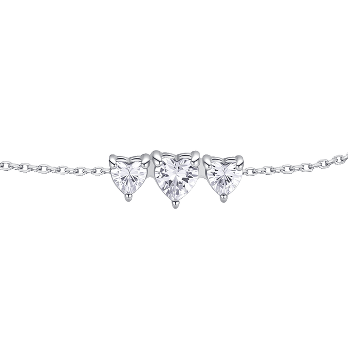 BRACCIALE DONNA IN ACCIAIO CON CUORI CON ZIRCONI BIANCHI