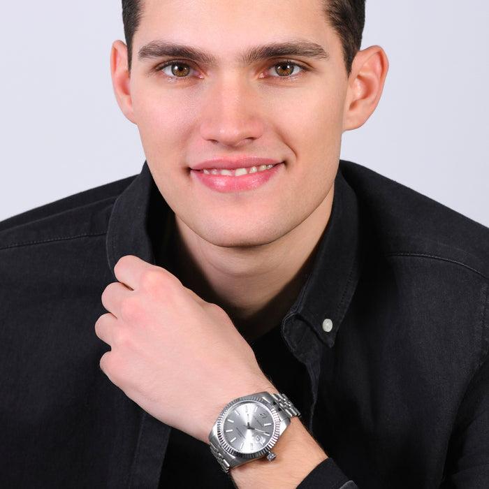OROLOGIO UOMO IN ACCIAIO GHIERA ZIGRINATA