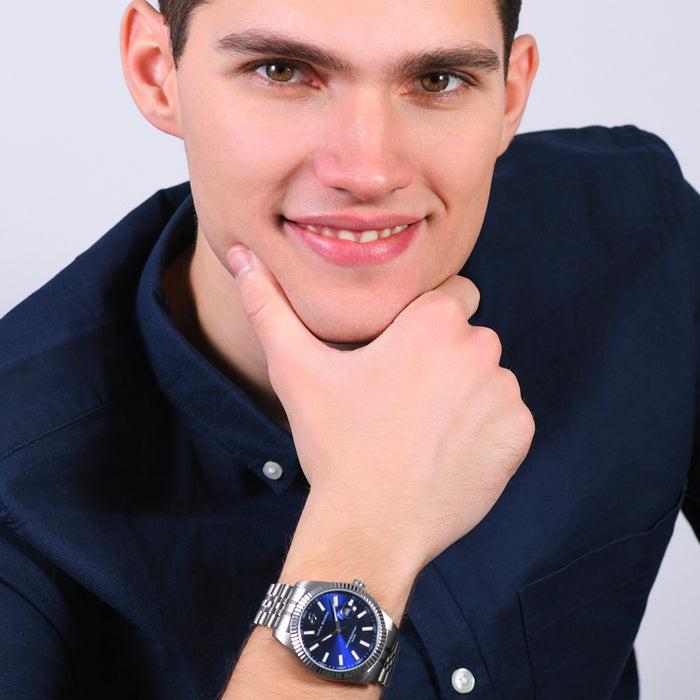 MEN'S STEEL WATCH WITH KNURLED BEZEL