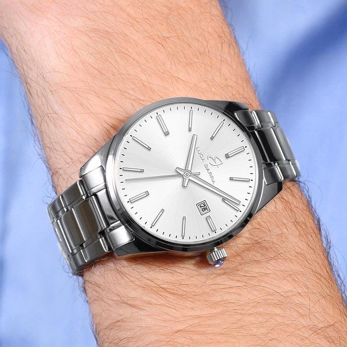MONTRE HOMME EN ACIER CADRAN BLANC