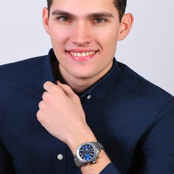 OROLOGIO UOMO IN ACCIAIO QUADRANTE BLU