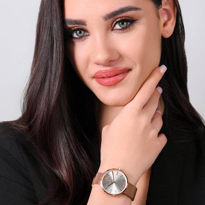 WOMEN'S STEEL WATCH MILANO MESH IP ROSE GOLD