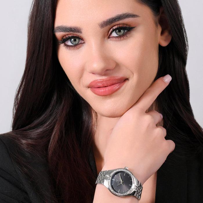 WOMEN'S STEEL WATCH WITH BLACK DIAL