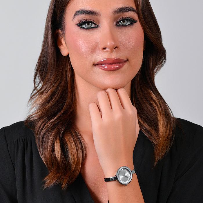 MONTRE FEMME EN ACIER CADRAN BLANC