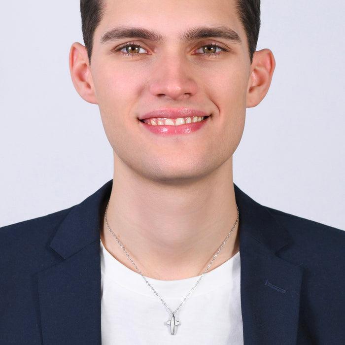 MEN'S NECKLACE IN STEEL WITH CROSS