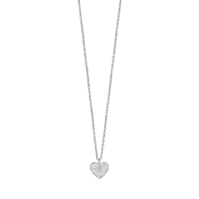 COLLIER FEMME EN ACIER AVEC COEUR ET CRISTAUX BLANCS