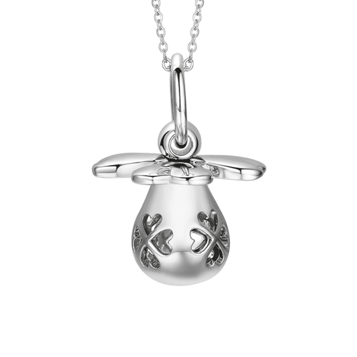 COLLIER APPELANT D'ANGE EN ACIER AVEC TÉTINE EN MÉTAL IP ROSE