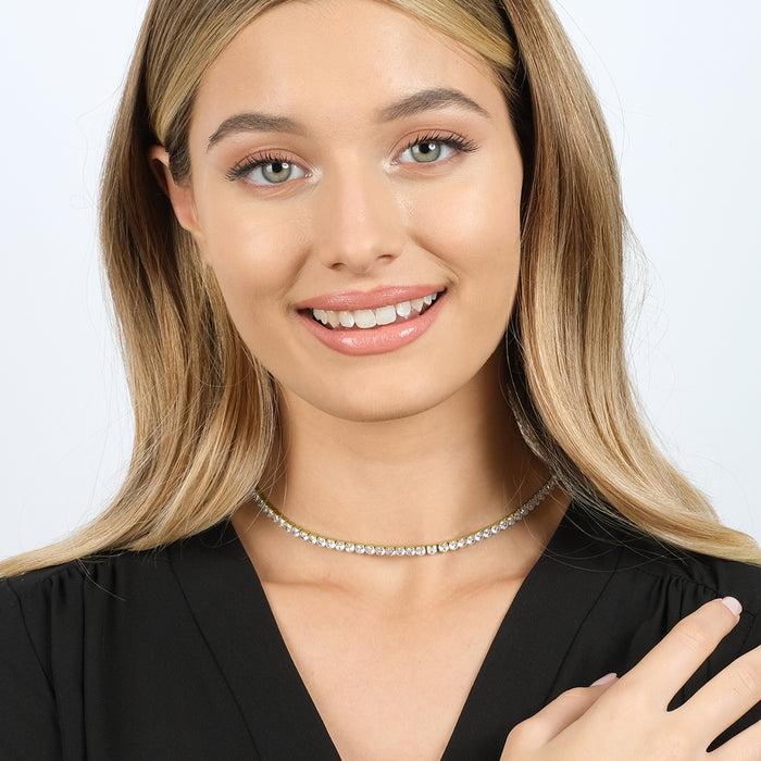 WOMEN'S TENNIS NECKLACE IN STEEL WITH 4MM WHITE CRYSTALS