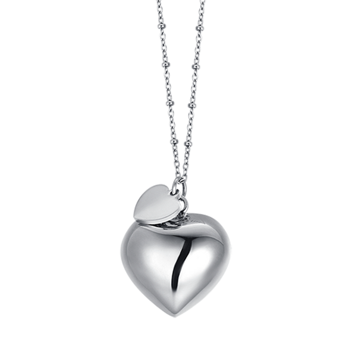 COLLANA CHIAMA ANGELI IN ACCIAIO CON CIONDOLO CUORE E CUORE CHARM