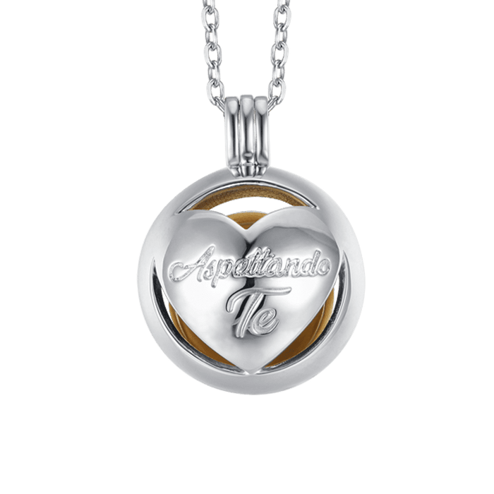COLLIER APPELANT D'ANGE EN ACIER DORÉ IP AVEC COEUR